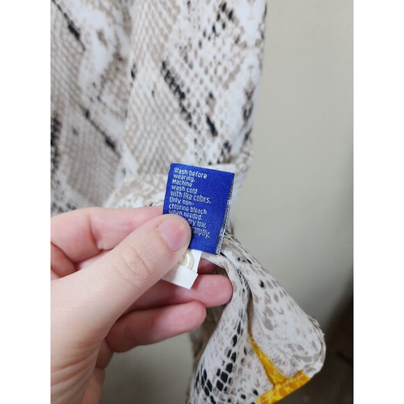 Apt. 9 L Snake Print Halter Mock Neck Top Yellow Side Stripe Sleeveless - Picture 8 of 8